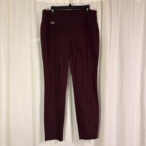 Alfani Burgundy Slim Ankle Pants 8S Pull On Stretch Career